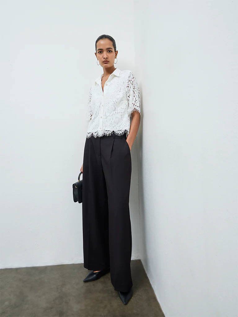 Wardrobe White Floral Lace Shirt