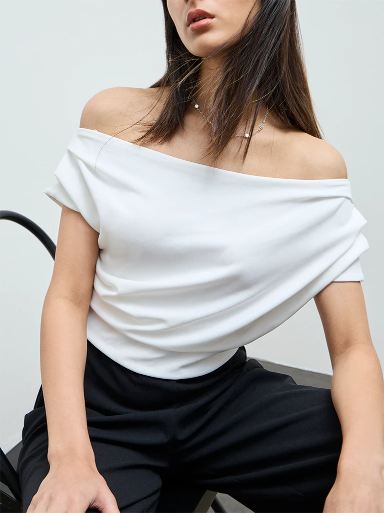 Wardrobe White Off-Shoulder Jumpsuit - Image 3