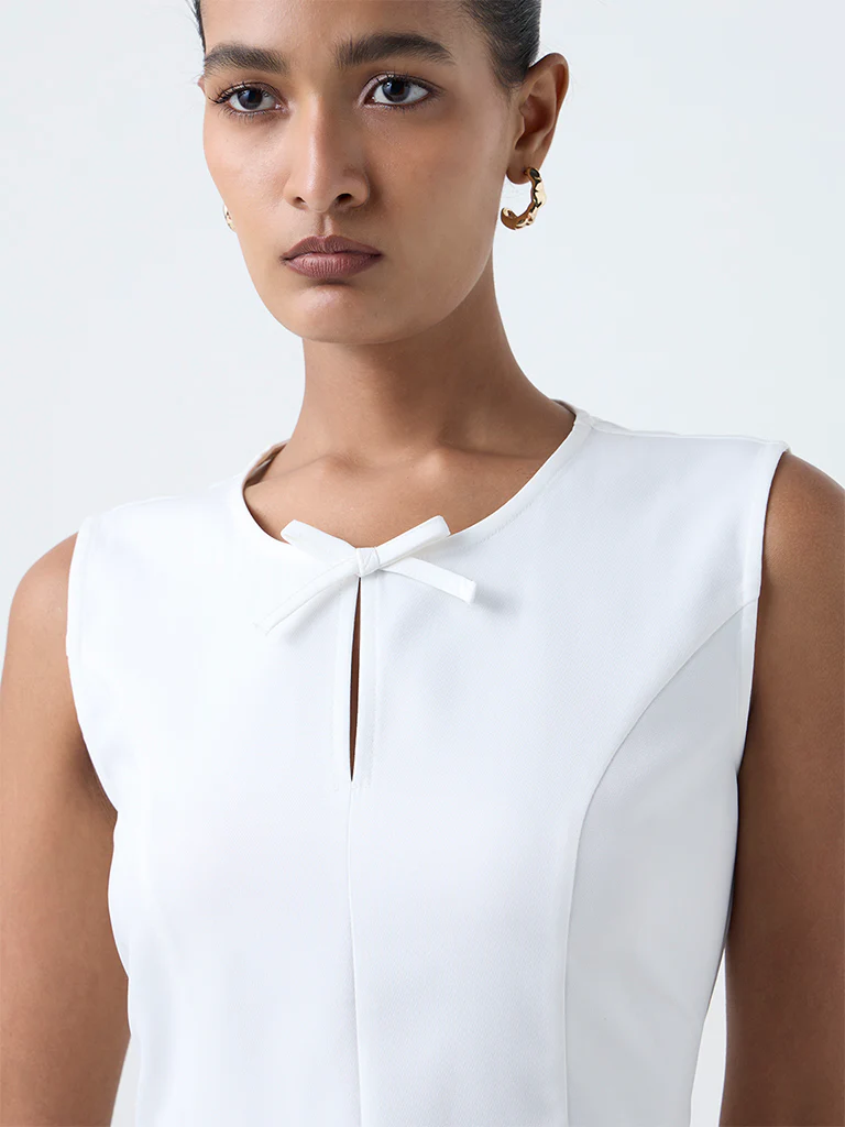 Wardrobe White Solid Cotton Top - Image 3
