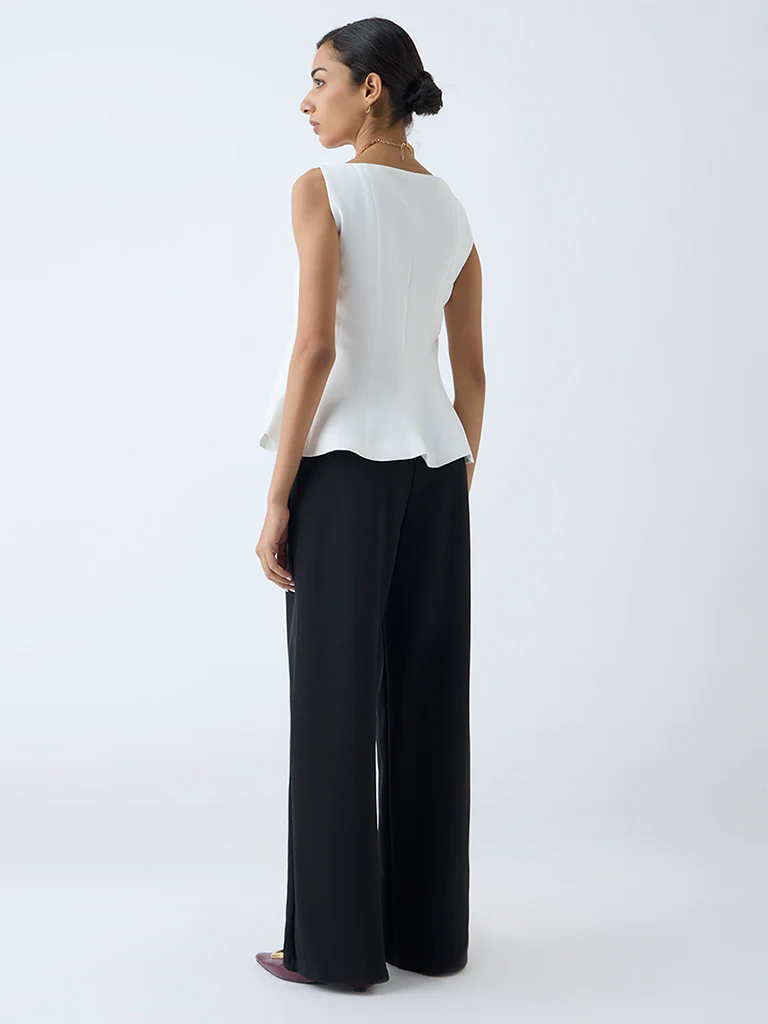 Wardrobe White Solid Peplum Top - Image 4