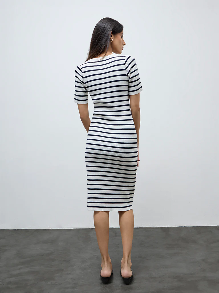 Wardrobe White Stripe Printed Bodycon Dress - Image 4