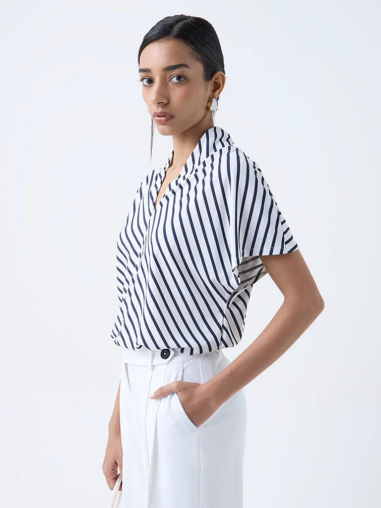 Wardrobe White Striped Blouse - Image 2