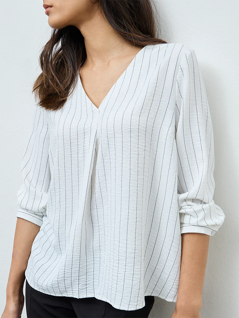 Wardrobe White Striped Blouse - Image 3