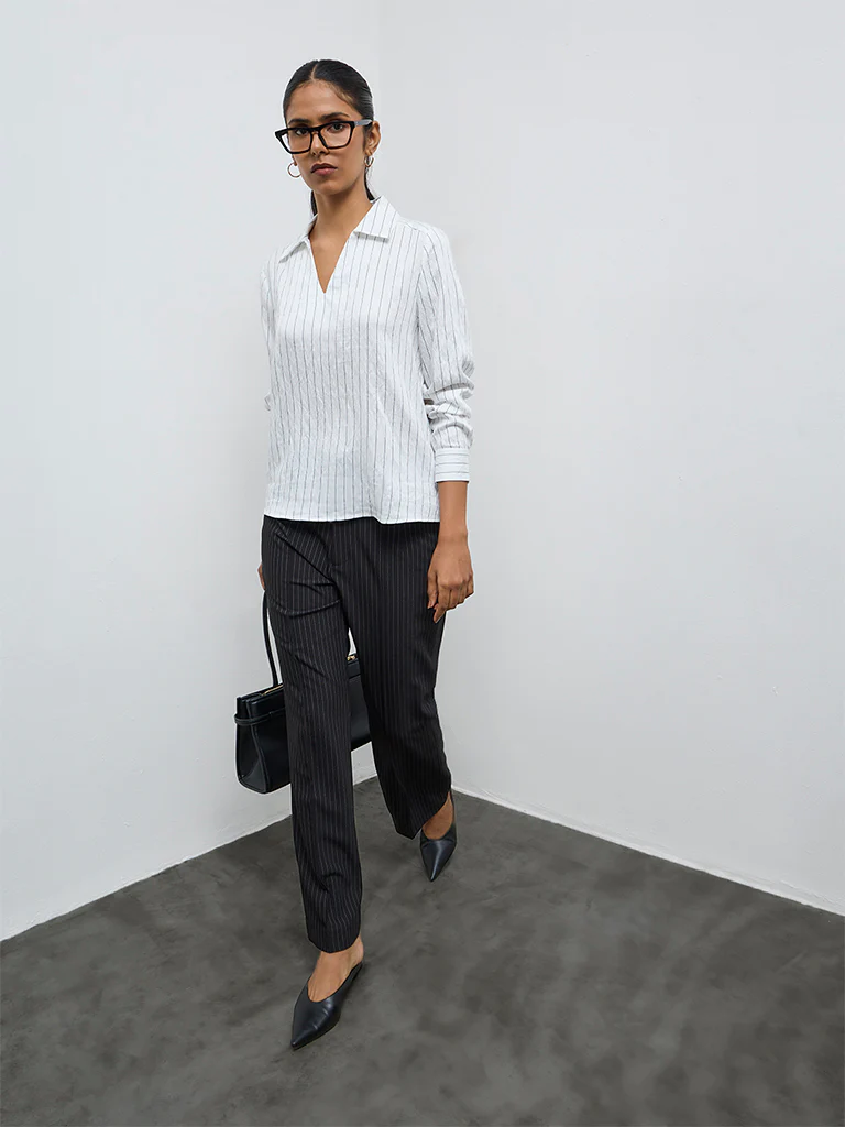 Wardrobe White Striped Blouse - Image 2