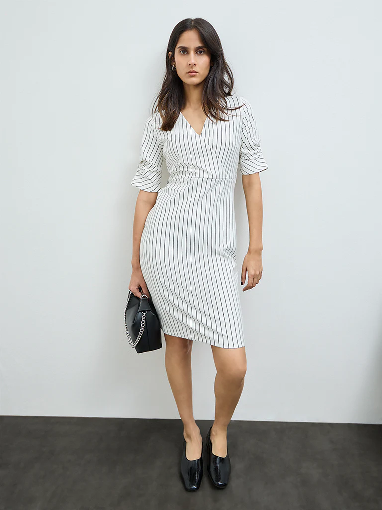 Wardrobe White Striped Bodycon Dress