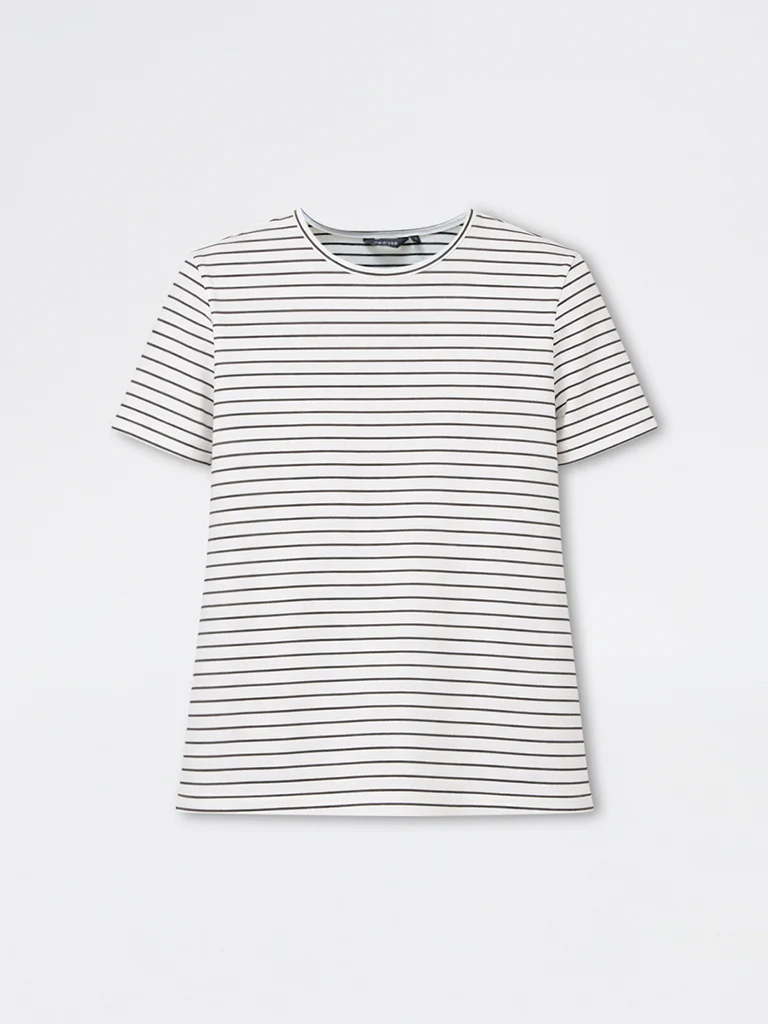 Wardrobe White Striped Cotton-Blend T-Shirt - Image 5