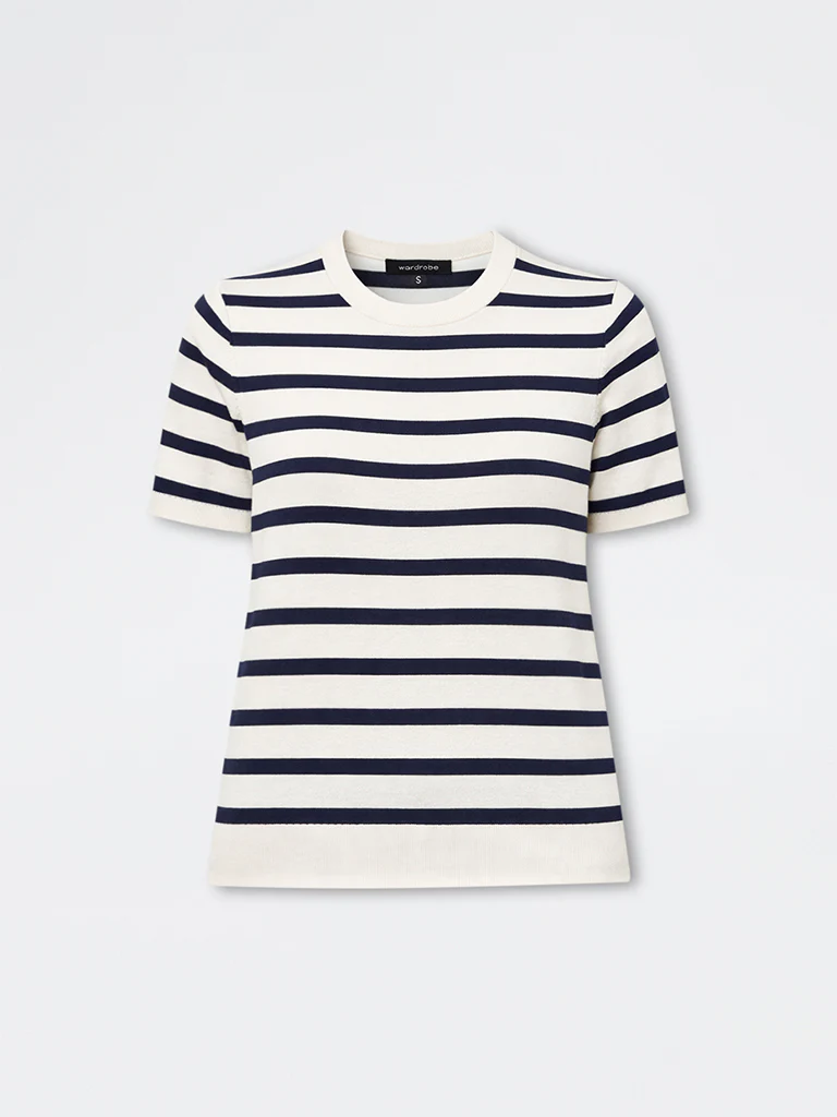 Wardrobe White Striped T-Shirt - Image 5
