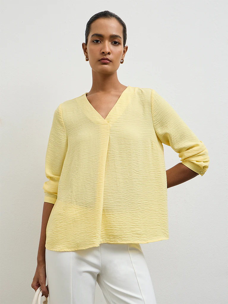 Wardrobe Yellow Crinkle-Textured Blouse