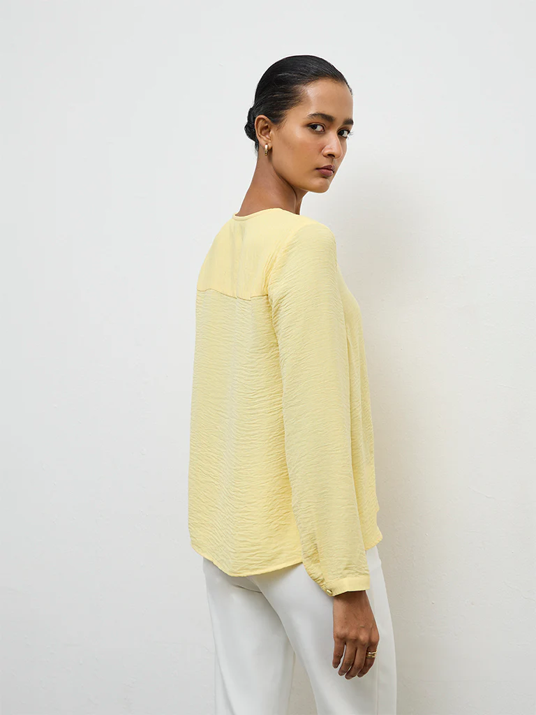 Wardrobe Yellow Crinkle-Textured Blouse - Image 4