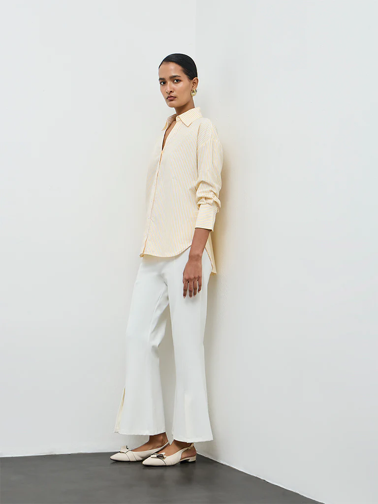 Wardrobe Yellow Striped Cotton Shirt