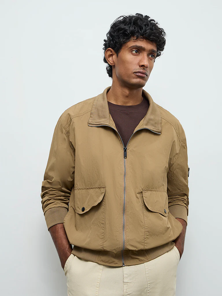 WES Casuals Beige Relaxed-Fit Jacket