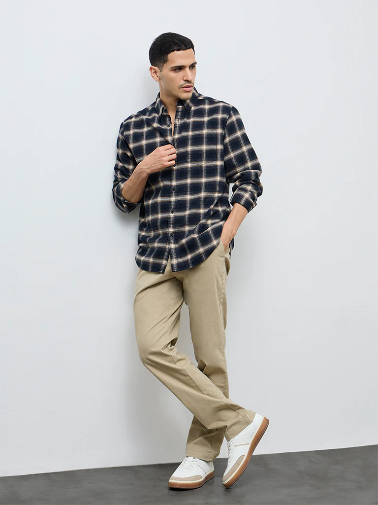 WES Casuals Black Check Relaxed Fit Cotton Shirt - Image 2