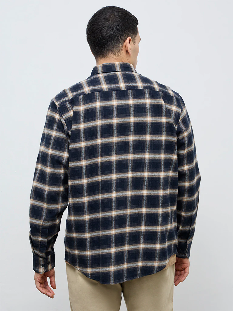 WES Casuals Black Check Relaxed Fit Cotton Shirt - Image 4