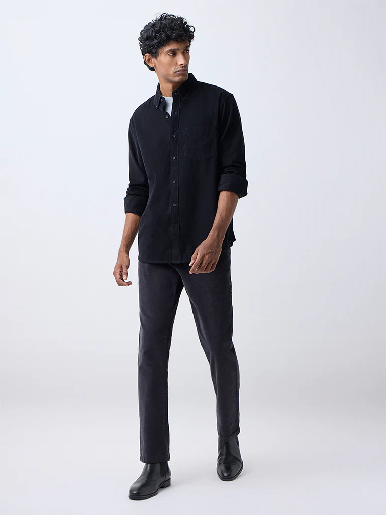 WES Casuals Black Corduroy Relaxed-Fit Shirt - Image 3