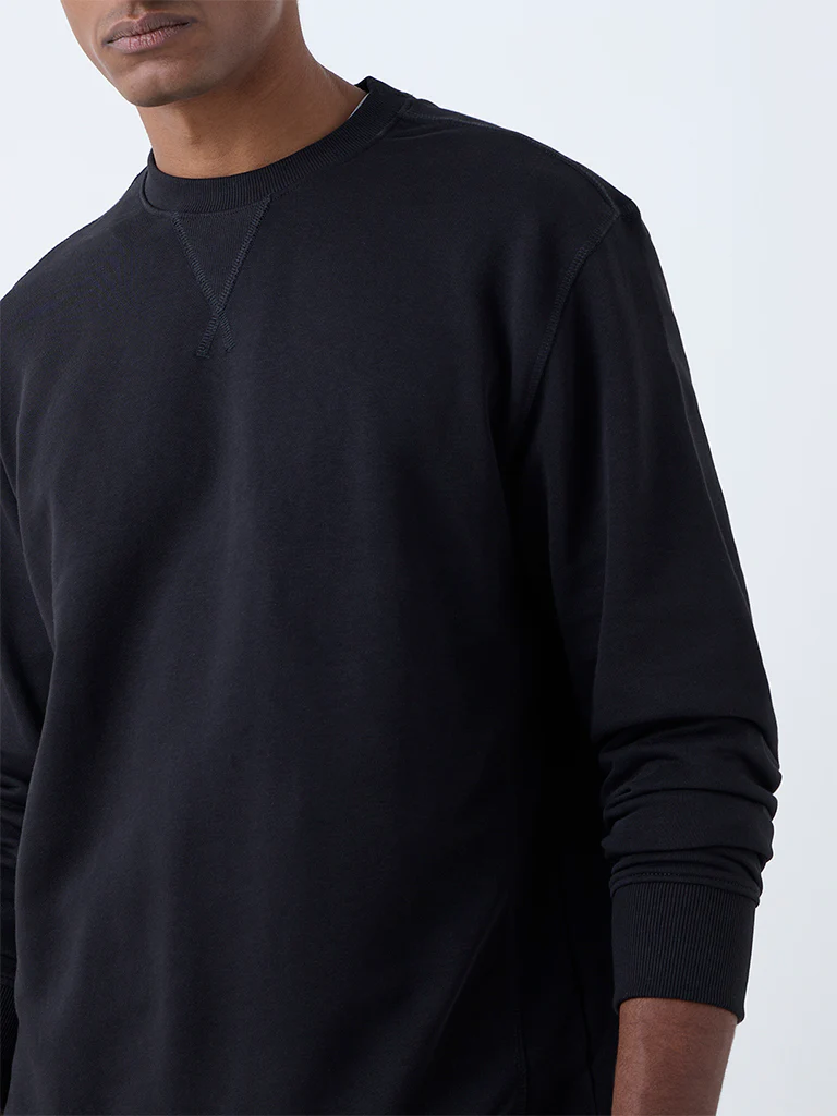 WES Casuals Black Relaxed-Fit Cotton-Blend Sweatshirt - Image 4