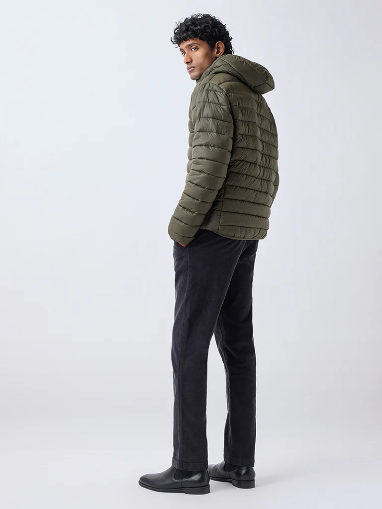 WES Casuals Black Relaxed-Fit Mid-Rise Corduroy Chinos - Image 4