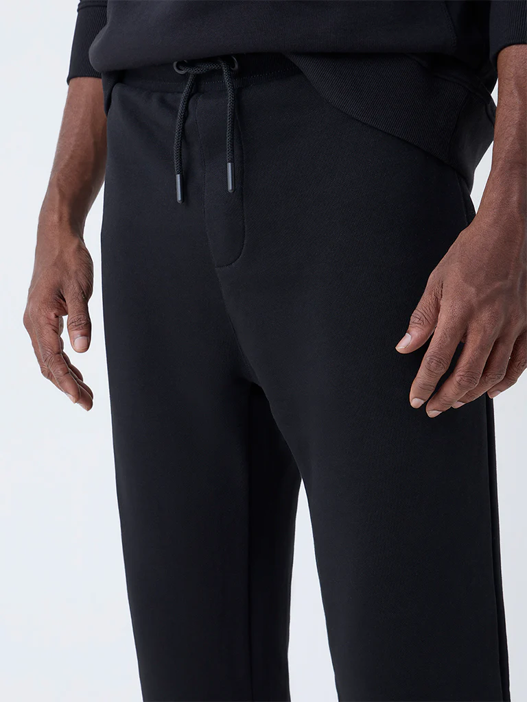 WES Casuals Black Relaxed-Fit Mid-Rise Cotton-Blend Pants - Image 4