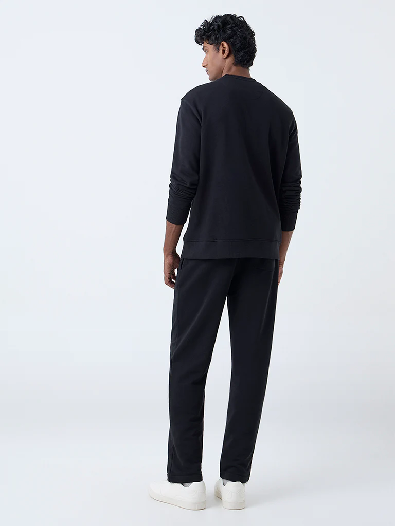 WES Casuals Black Relaxed-Fit Mid-Rise Cotton-Blend Pants - Image 5