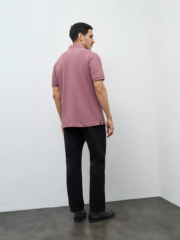 WES Casuals Black Relaxed-Fit Mid-Rise Cotton-Blend Trousers - Image 5