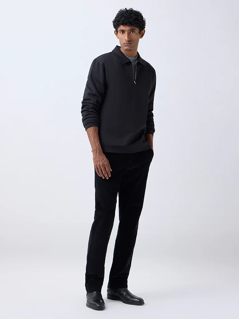 WES Casuals Black Relaxed-Fit Quarter-Zip Sweatshirt - Image 3