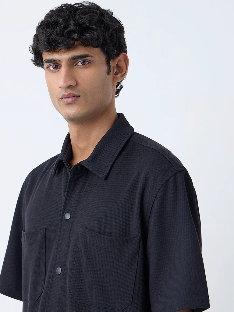 WES Casuals Black Relaxed-Fit Shirt - Image 4