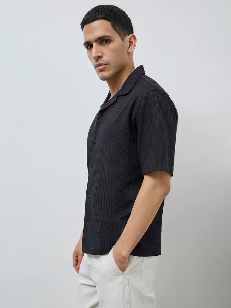 WES Casuals Black Striped Relaxed-Fit Shirt - Image 2