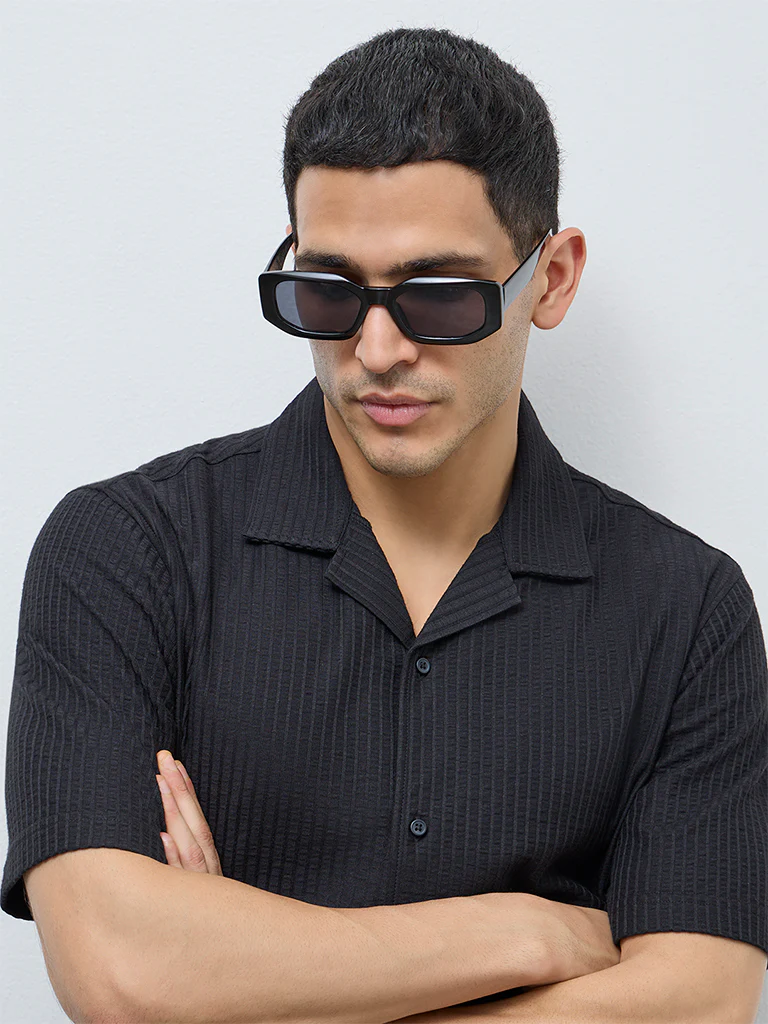 WES Casuals Black Striped Relaxed-Fit Shirt - Image 3