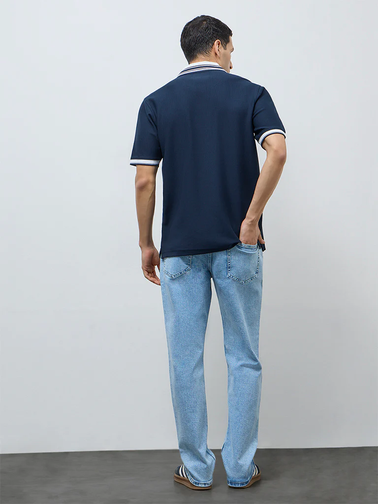 WES Casuals Blue Faded Relaxed-Fit Mid-Rise Jeans - Image 4