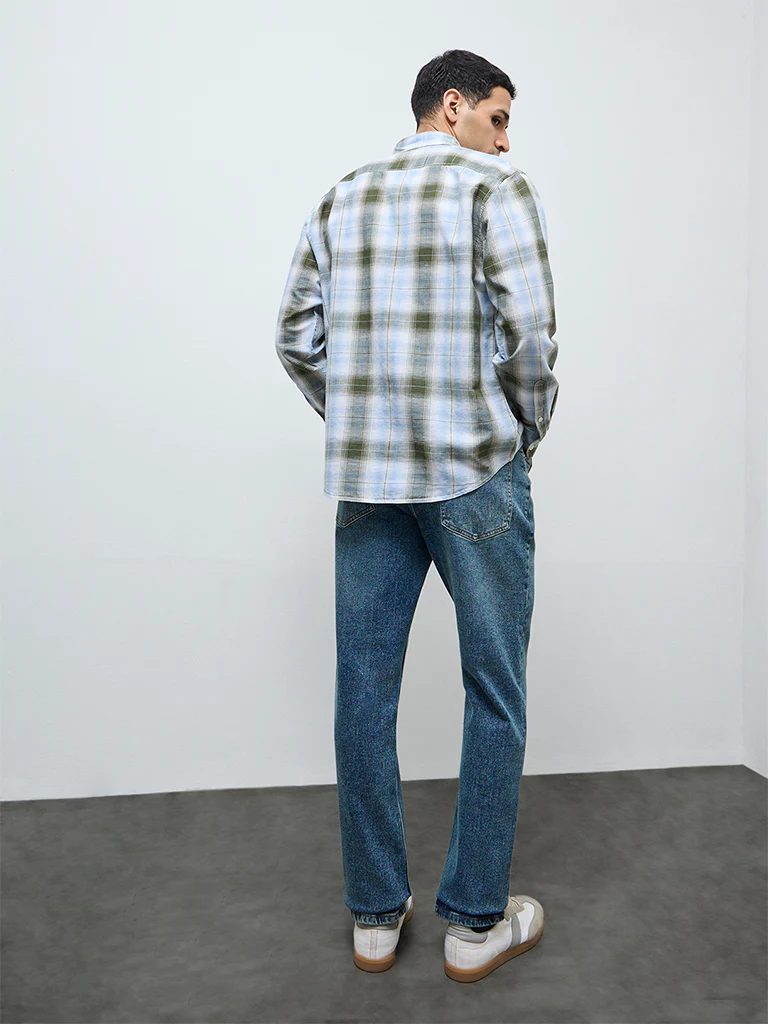 WES Casuals Blue Faded Relaxed-Fit Mid-Rise Jeans - Image 4