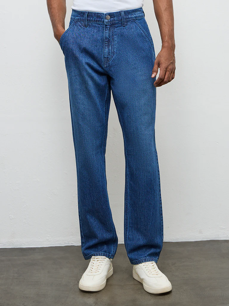 WES Casuals Blue Relaxed-Fit Mid-Rise Jeans - Image 3