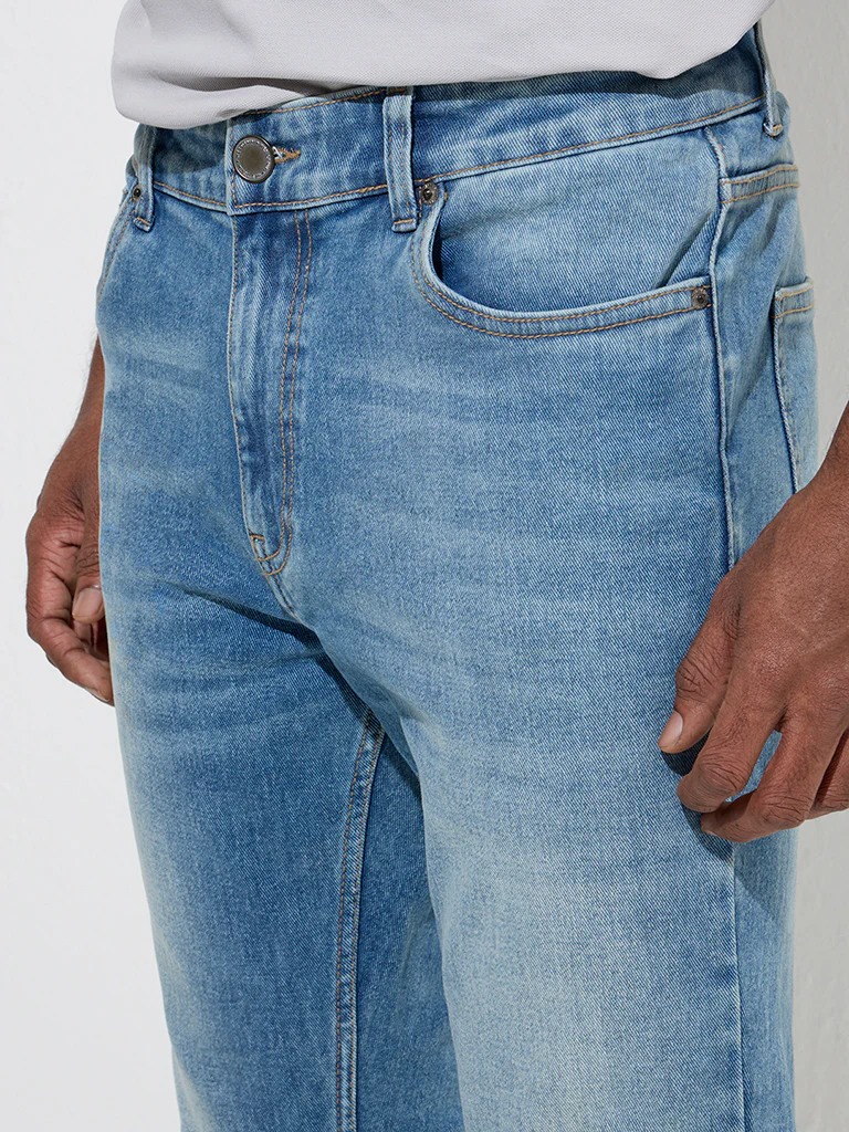 WES Casuals Blue Washed Slim-Fit Mid-Rise Jeans - Image 2