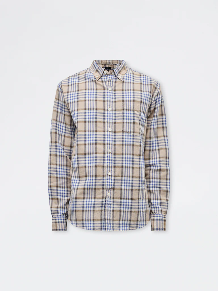 WES Casuals Brown Checkered Relaxed-Fit Cotton-Blend Shirt - Image 5