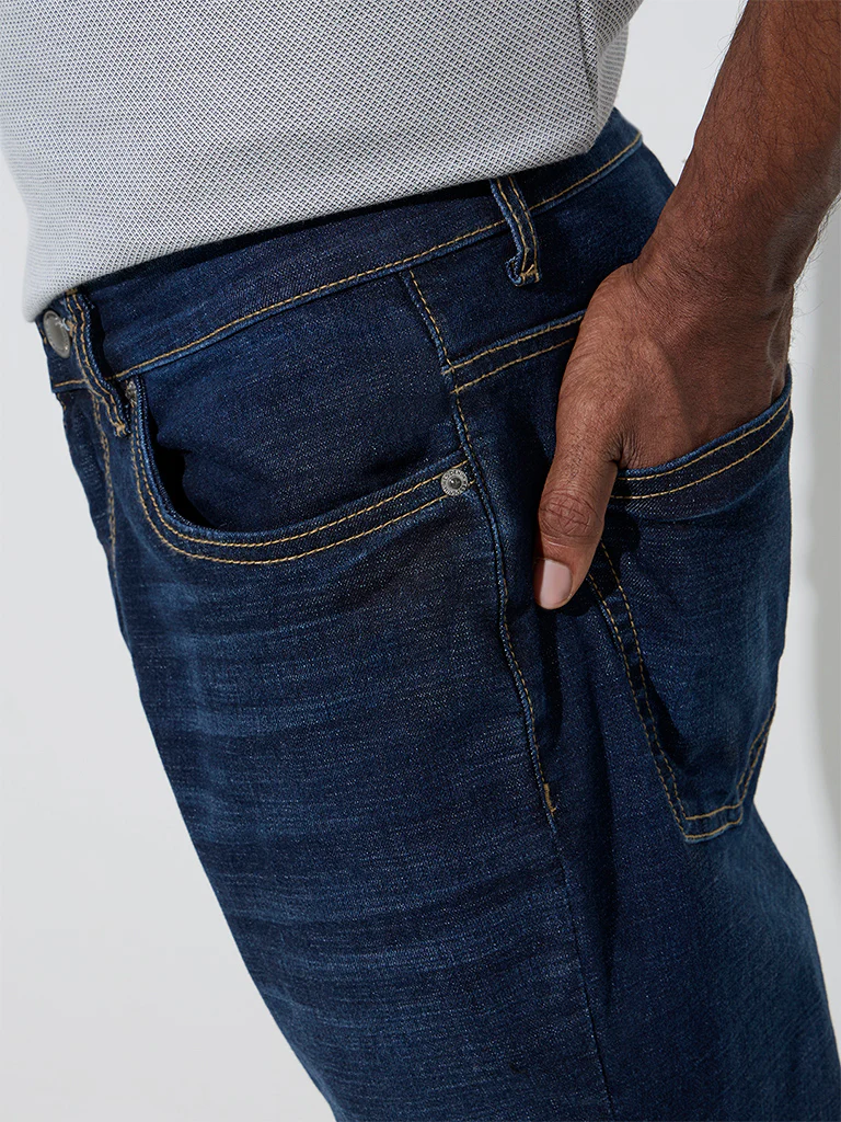 WES Casuals Dark Blue Relaxed-Fit Mid-Rise Jeans - Image 2