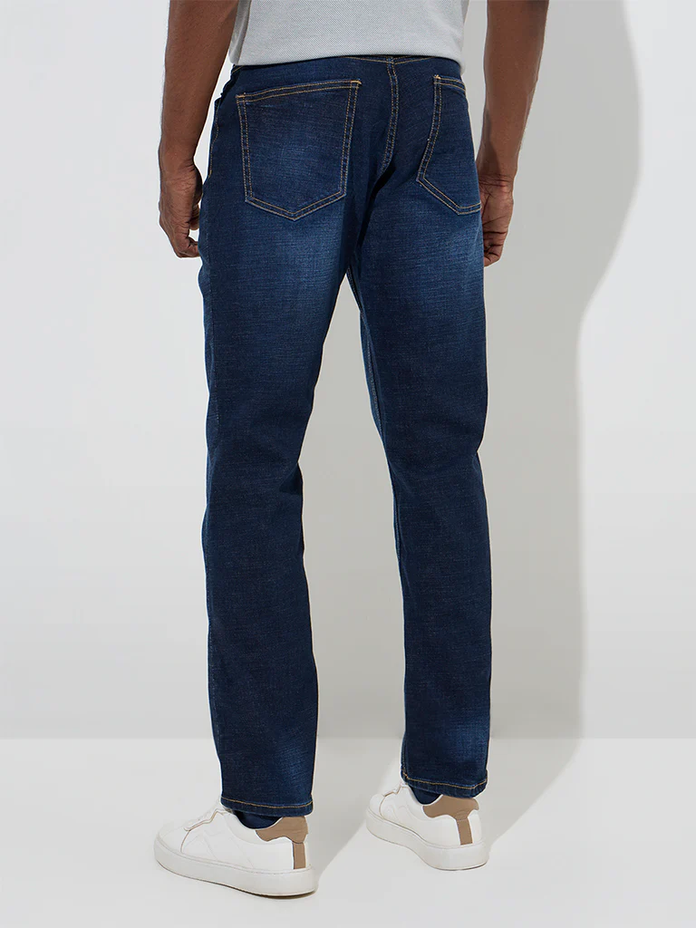WES Casuals Dark Blue Relaxed-Fit Mid-Rise Jeans - Image 4