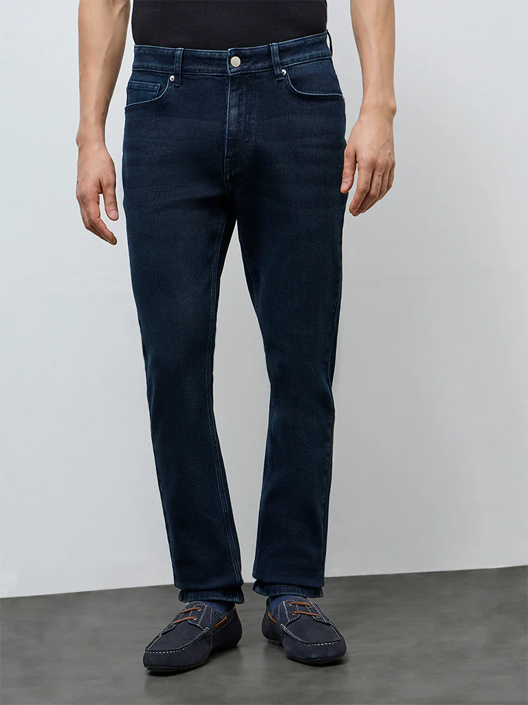 WES Casuals Dark Blue Slim-Fit Mid-Rise Jeans - Image 2
