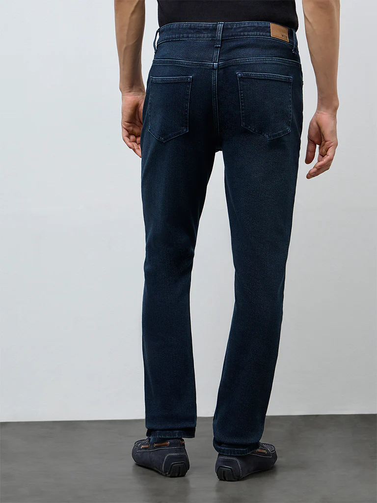 WES Casuals Dark Blue Slim-Fit Mid-Rise Jeans - Image 4