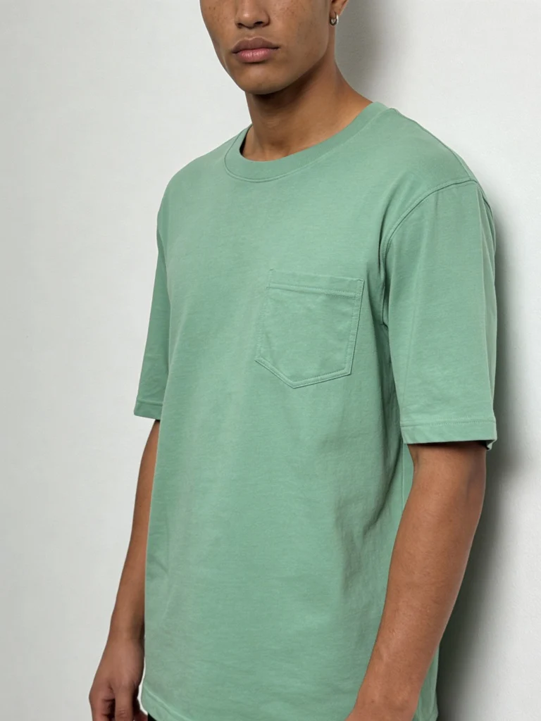 WES Casuals Green Relaxed-Fit Cotton Swimwear T-Shirt - Image 3