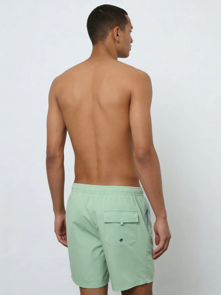 WES Casuals Green Relaxed-Fit Mid-Rise Swimwear Shorts - Image 4