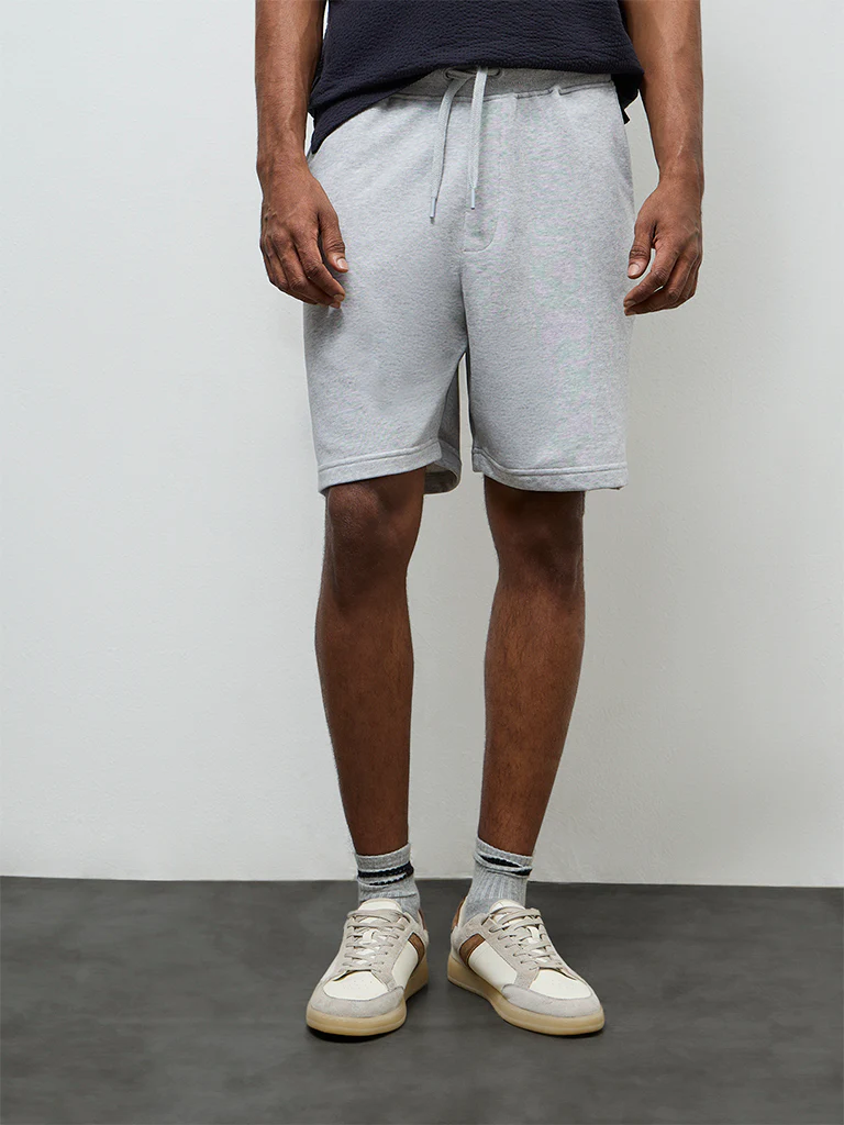 WES Casuals Grey Relaxed Fit Mid-Rise Shorts - Image 3