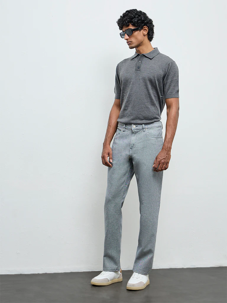 WES Casuals Light Blue Relaxed-Fit Mid-Rise Jeans
