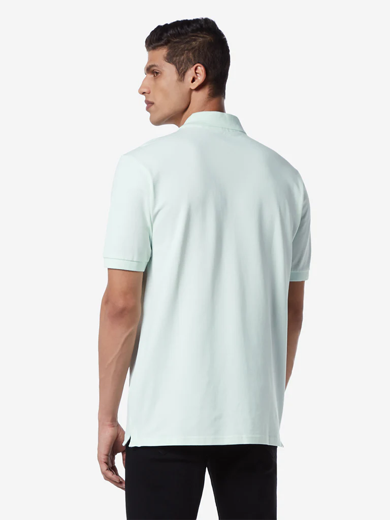 WES Casuals Mint Green Relaxed Fit Polo T-Shirt - Image 2