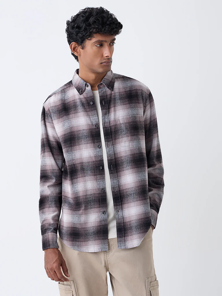 WES Casuals Multicolour Check Relaxed-Fit Cotton Shirt - Image 2