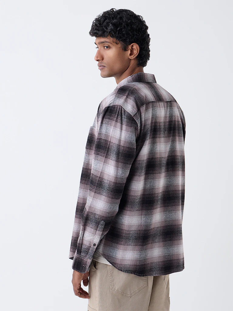 WES Casuals Multicolour Check Relaxed-Fit Cotton Shirt - Image 4