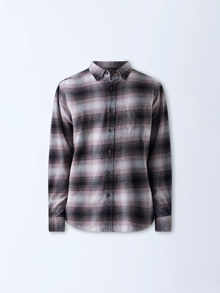WES Casuals Multicolour Check Relaxed-Fit Cotton Shirt - Image 5