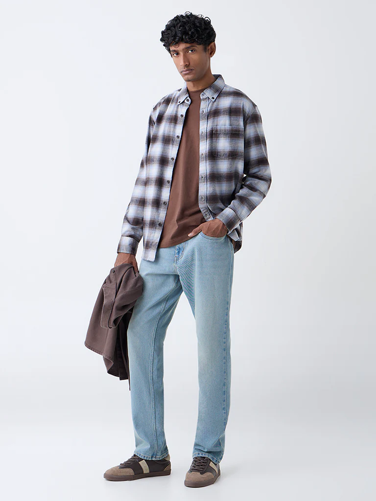 WES Casuals Multicolour Checks Relaxed-Fit Cotton Shirt - Image 2