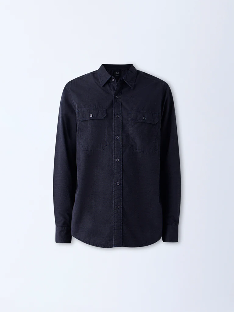 WES Casuals Navy Relaxed-Fit Corduroy Shirt - Image 5