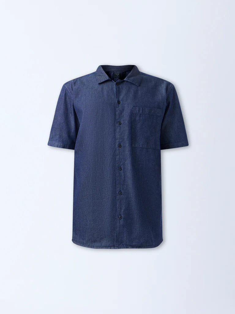 WES Casuals Navy Relaxed-Fit Denim Shirt - Image 6