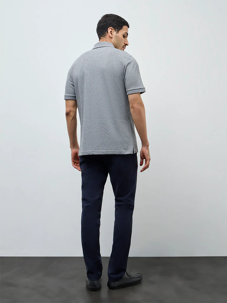 WES Casuals Navy Relaxed-Fit Mid-Rise Cotton-Blend Chinos - Image 5