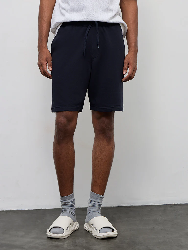 WES Casuals Navy Relaxed-Fit Mid-Rise Shorts - Image 3