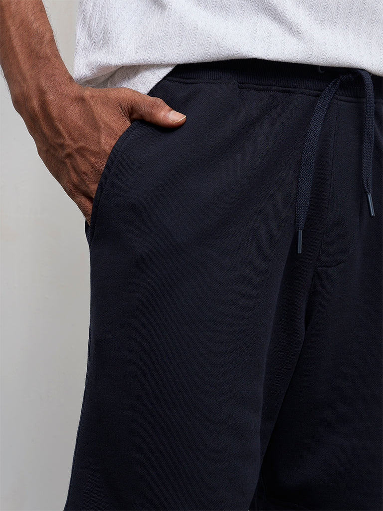 WES Casuals Navy Relaxed-Fit Mid-Rise Shorts - Image 4